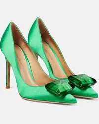 Gianvito Rossi Pumps in raso con decorazione Verde