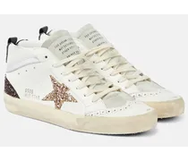 Sneakers Mid Star in pelle con glitter