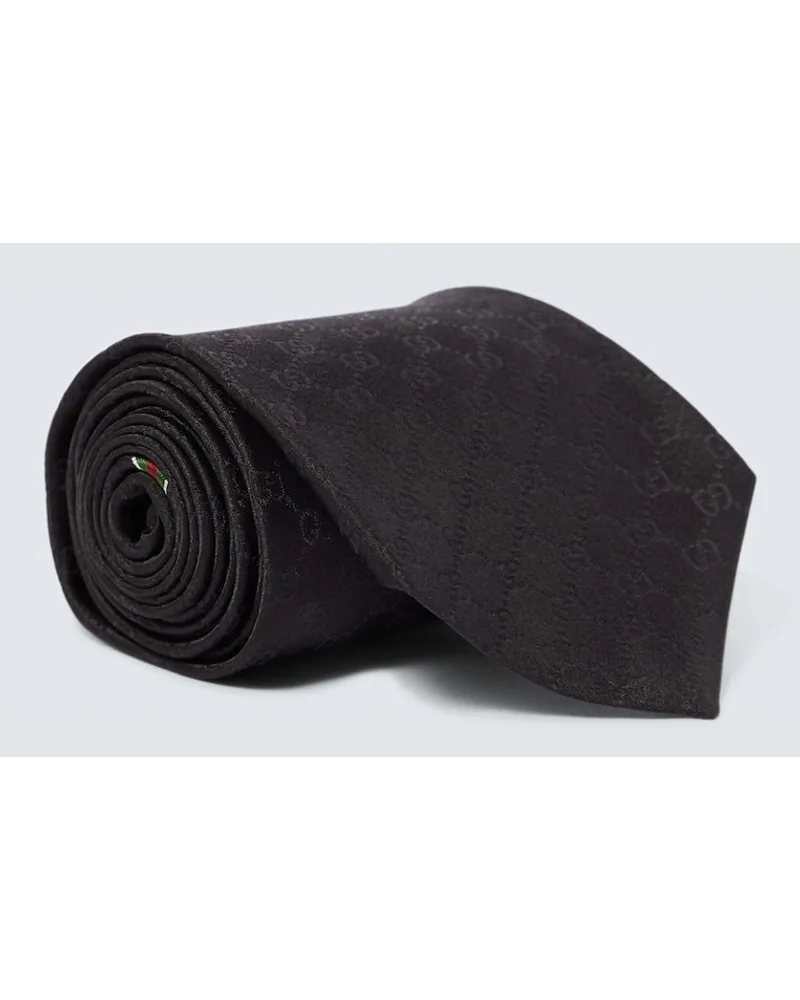Gucci Cravatta in twill di seta GG Nero