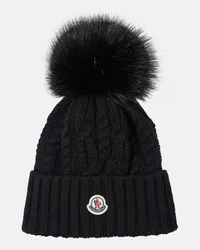 Moncler Berretto in lana e cashmere con logo Nero