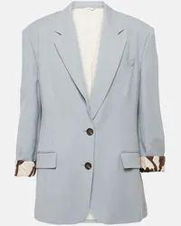 Brunello Cucinelli Blazer monopetto in misto lino Blu