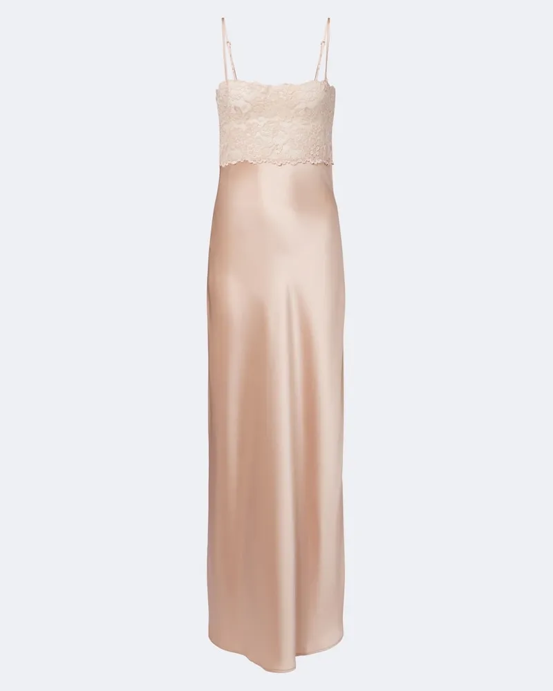 Aya Muse Abito lungo Myra in pizzo e raso Rosa