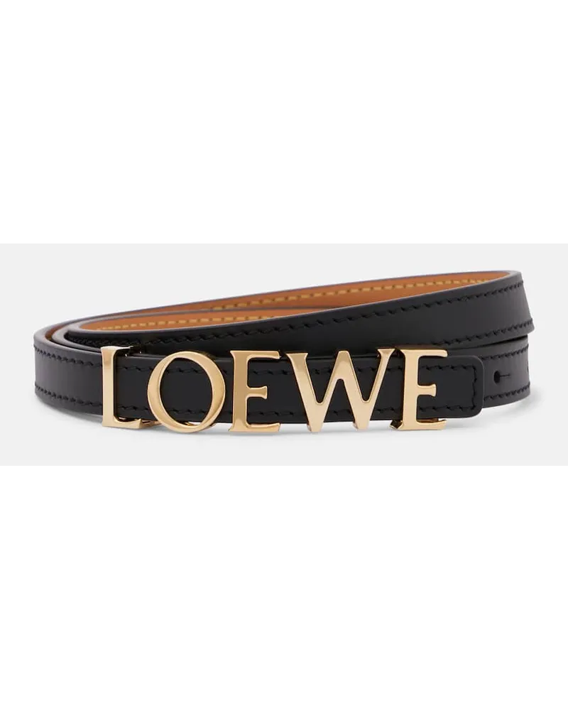 Loewe Cintura Slim in pelle con monogramma Nero