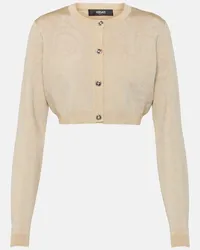 Versace Cardigan cropped Barocco con lamé Beige