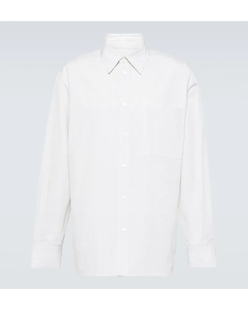 Bottega Veneta Camicia in cotone e lino a quadri Marrone