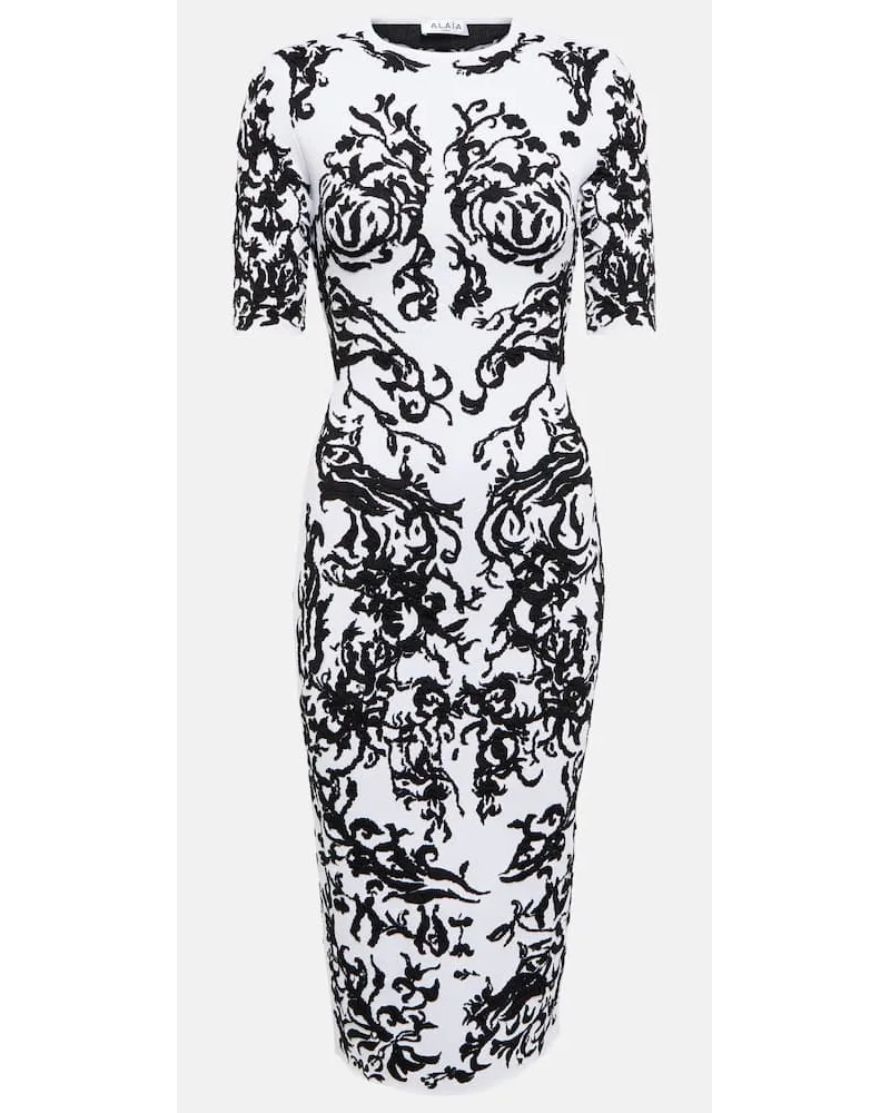 Alaïa AlaÃ¯a Abito midi con stampa Nero