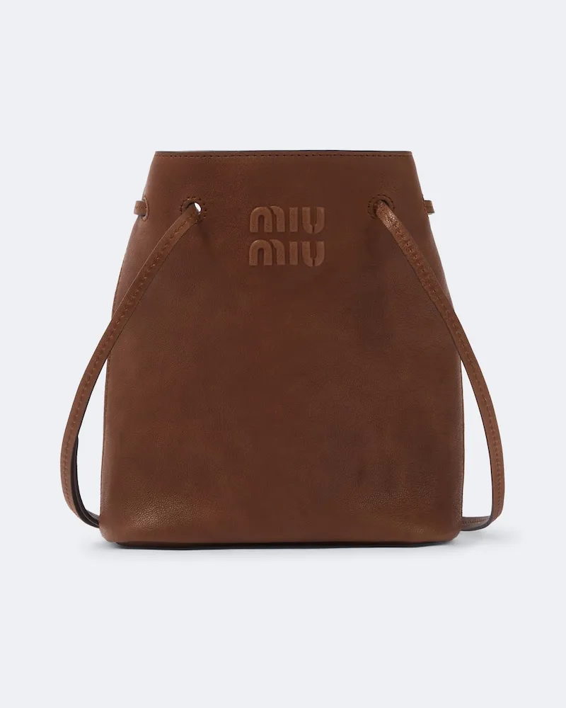 Miu Miu Secchiello Mini in pelle Marrone