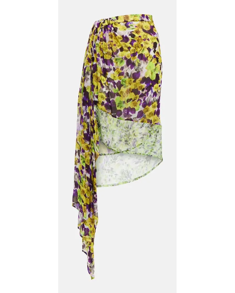 Dries van Noten Gonna midi con stampa floreale Giallo