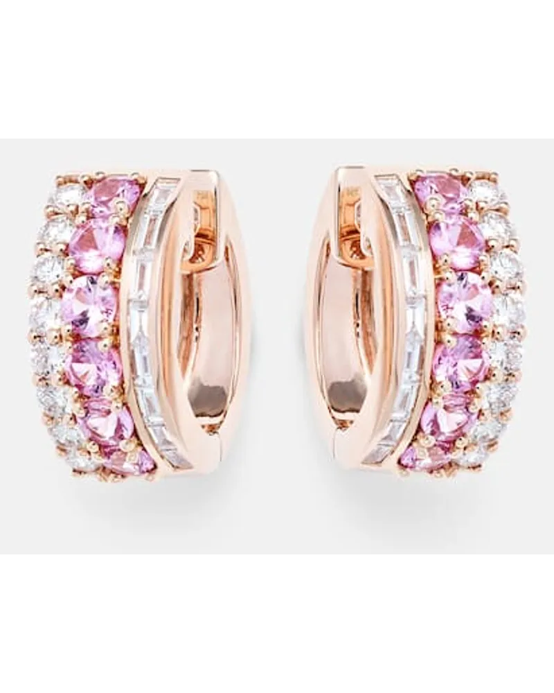 ANITA KO Orecchini a cerchio Lola in oro rosa 18kt con diamanti e zaffiri Oro