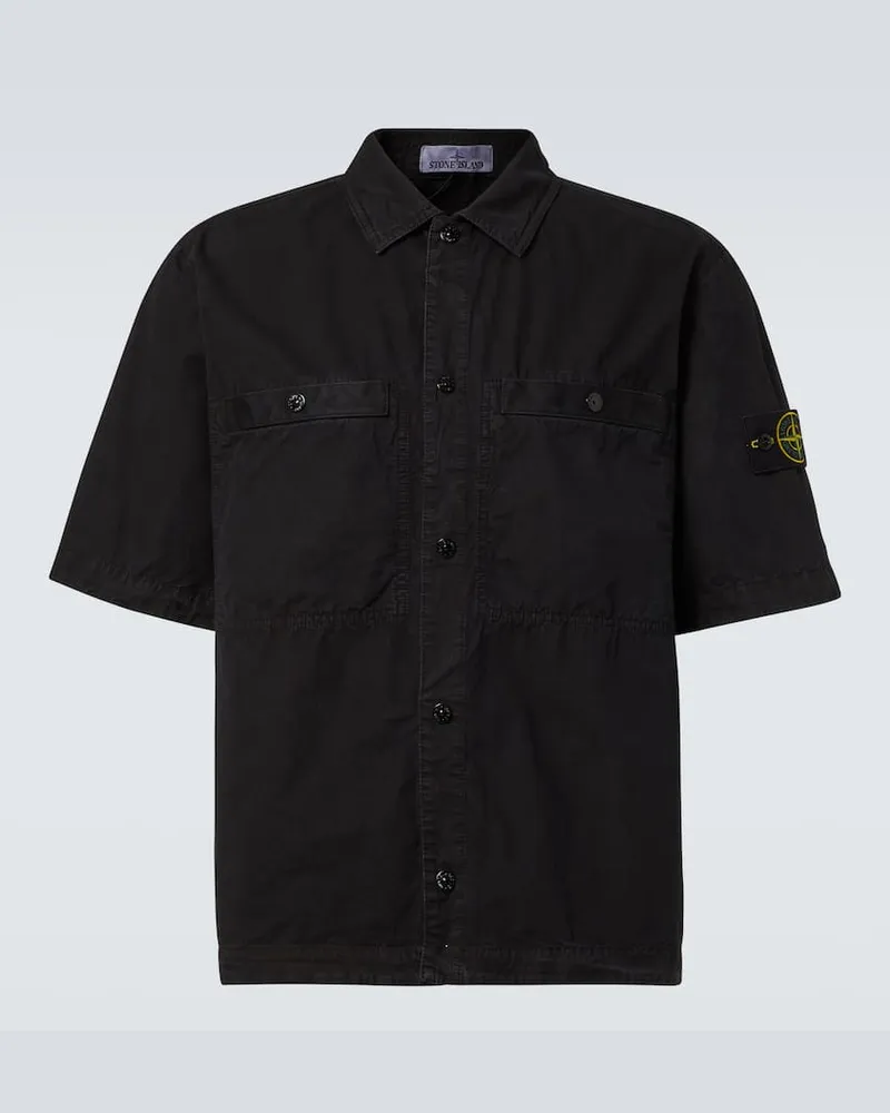 Stone Island Camicia Compass in cotone Nero
