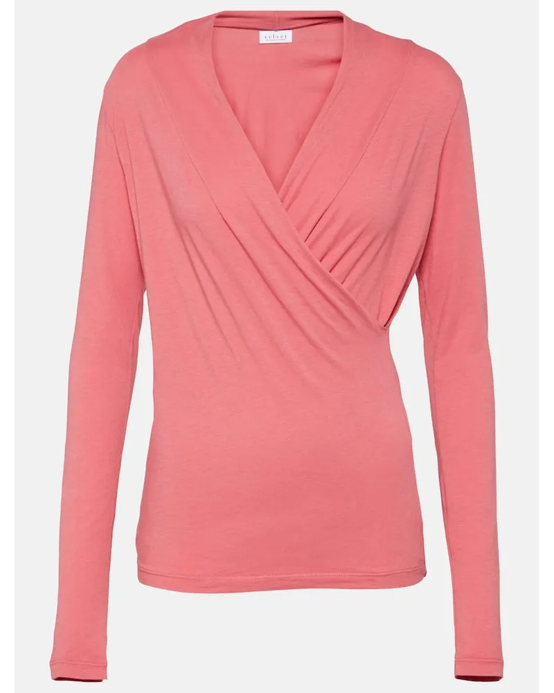 Velvet Top a portafoglio Meri in misto cotone Rosa