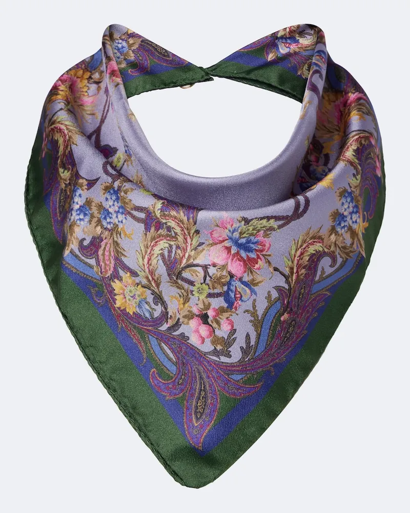Etro Sciarpa in twill di seta con stampa Multicolore