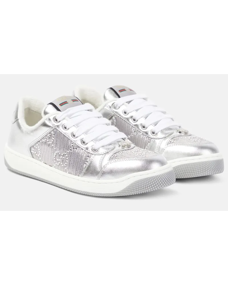 Gucci Sneakers Screener GG in pelle Argento