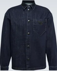 Prada Camicia di jeans con logo Blu