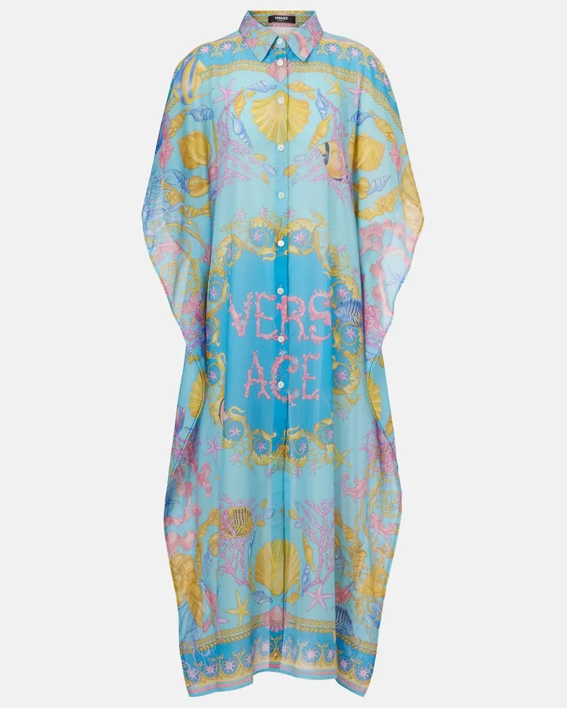 Versace Copricostume in cotone e seta Blu