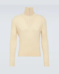 Loro Piana Pullover Akan in cashmere e seta con zip Bianco