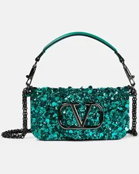 Valentino Garavani Borsa a spalla Locò Small con pailettes Verde