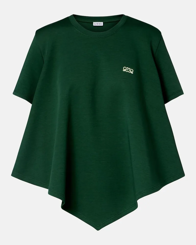 Loewe Top asimmetrico in misto cotone con logo Verde