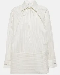 Max Mara Camicia Saletta in cotone e seta a righe Bianco