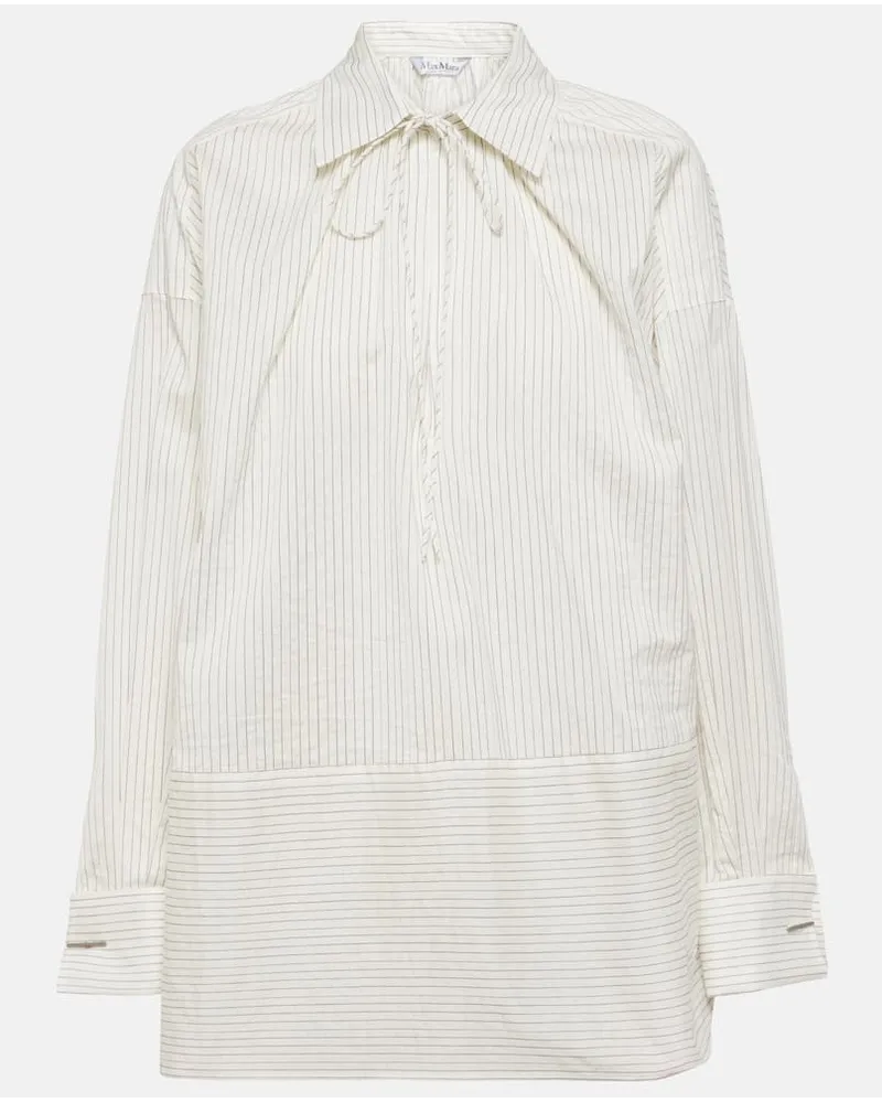 Max Mara Camicia Saletta in cotone e seta a righe Bianco