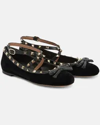 Valentino Garavani Ballerine Rockstud in velluto Nero