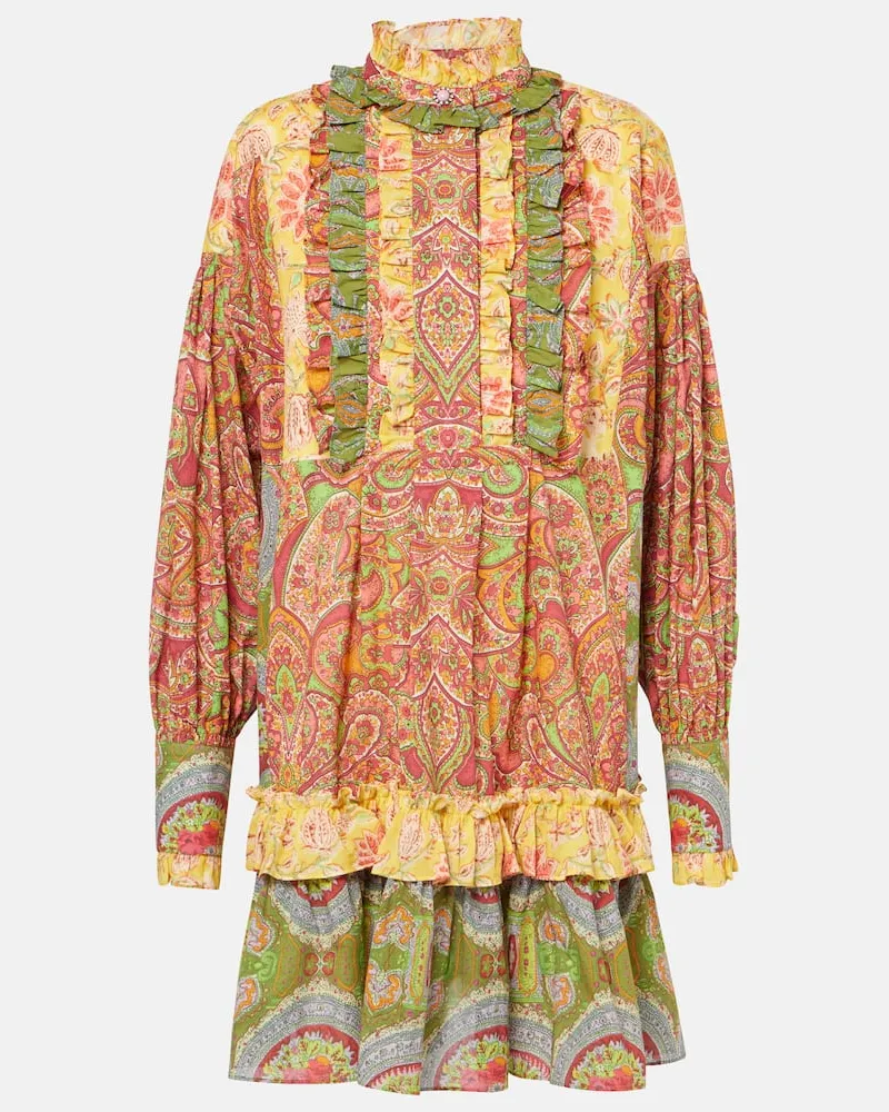 Valentino Garavani Abito corto Voyage Imaginaire in cotone Multicolore