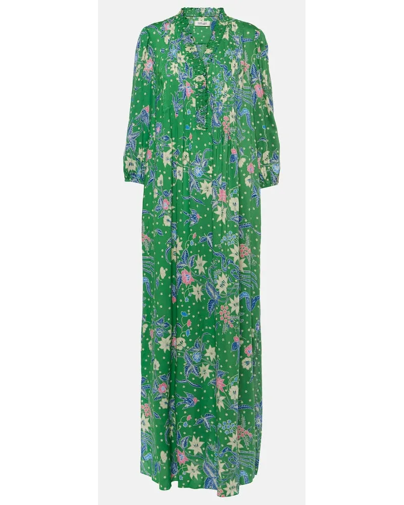 Diane von Furstenberg Abito lungo Layla in jersey con stampa Verde