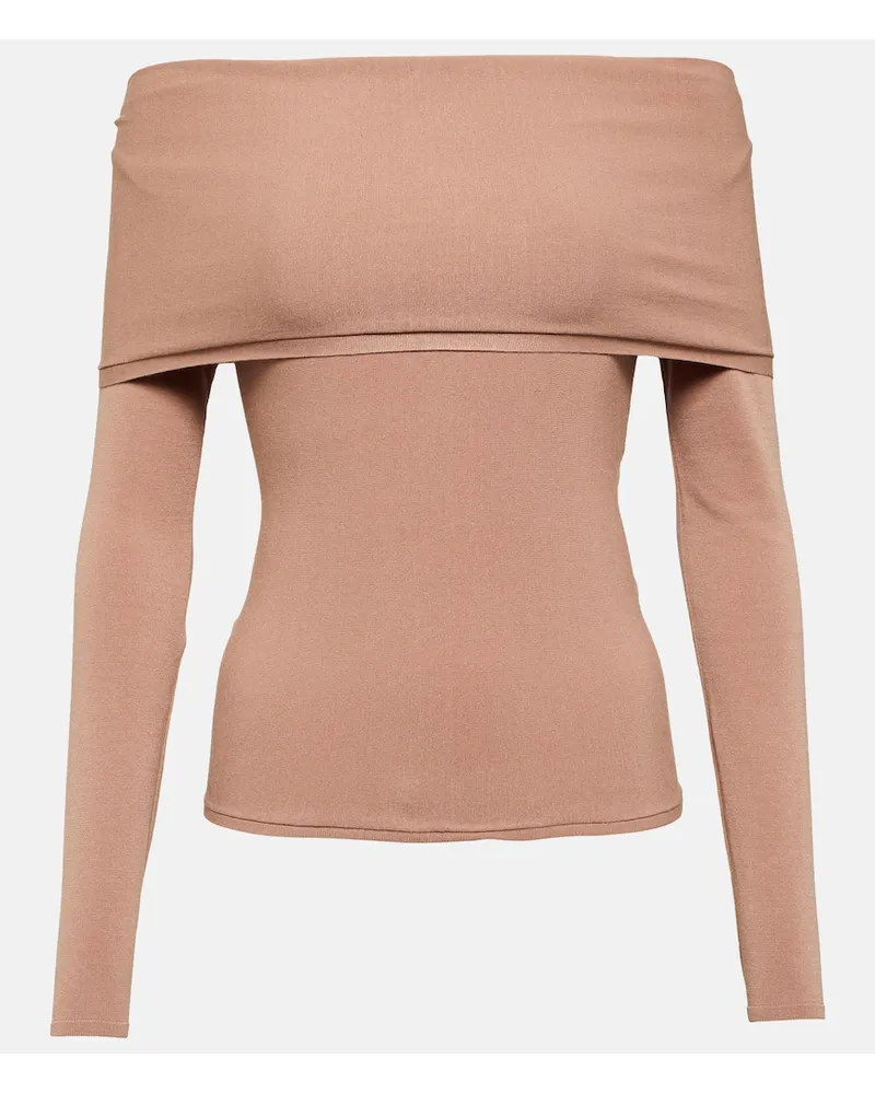 Alaïa AlaÃ¯a Top in jersey con scollo bardot Neutro