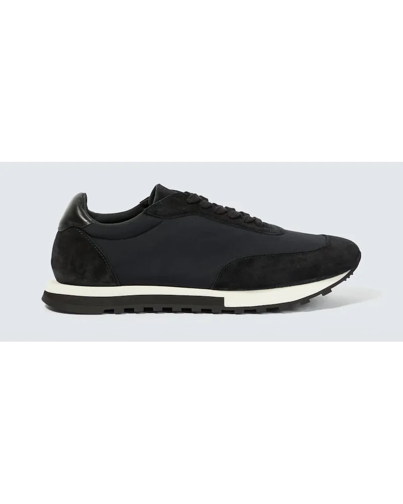 The Row Sneakers Owen Runner in mesh e suede Nero