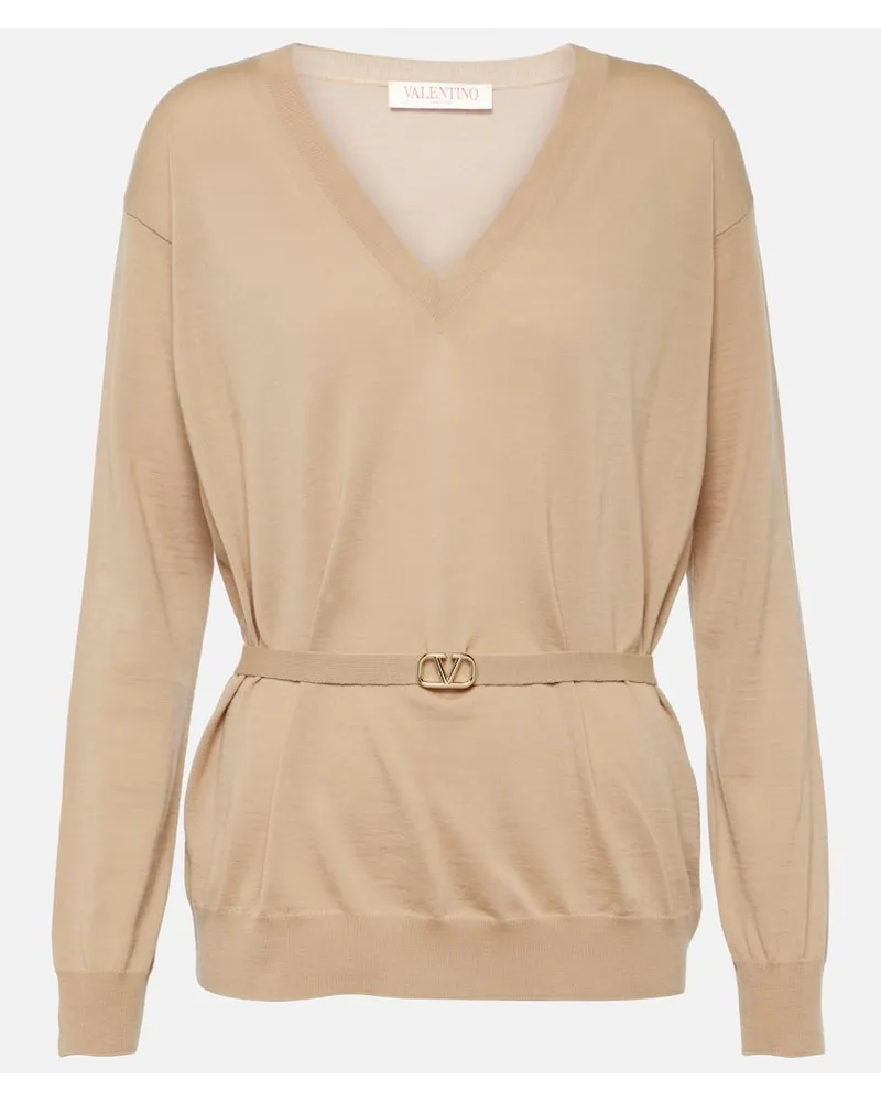 Valentino Garavani Pullover VLogo Signature in lana vergine Rosa