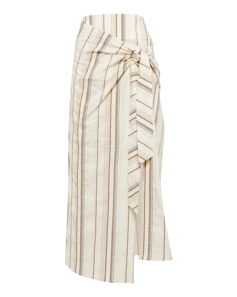 Brunello Cucinelli Gonna in cotone e lino a righe Beige