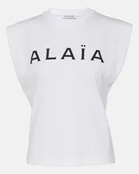 Alaïa Alaïa T-shirt in jersey di cotone con logo Bianco