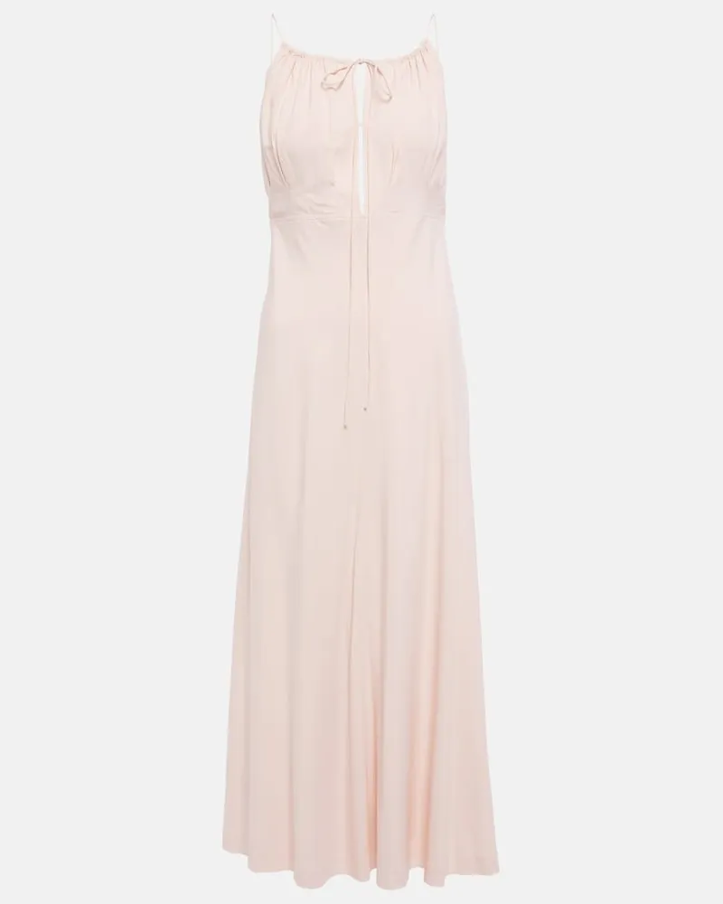 Totême Abito lungo in seta con scollo Rosa