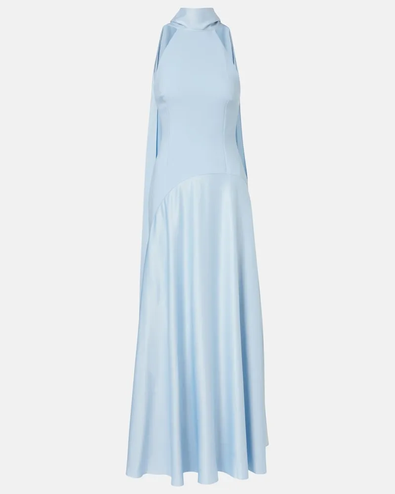 Solace London Abito lungo Cece in crÃªpe e raso Blu