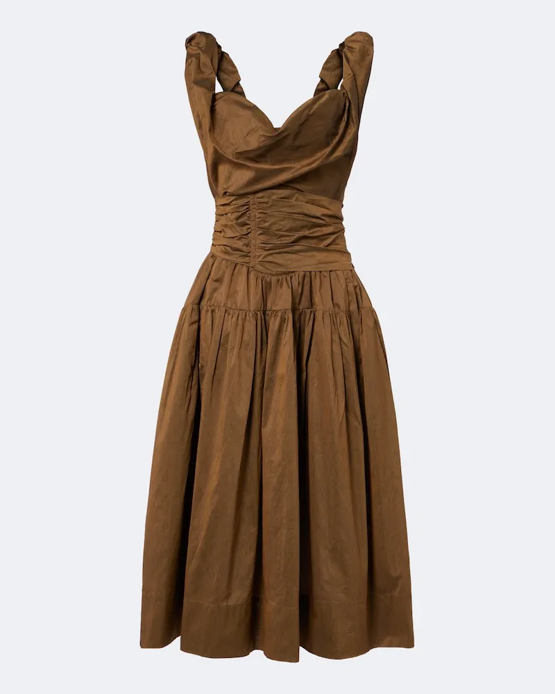 Vivienne Westwood Abito midi Sunday in twill di misto cotone Marrone