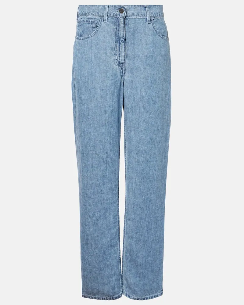 The Row Jeans a gamba larga Tarley in lino Blu
