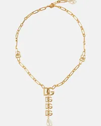 Dolce & Gabbana Collana con perle bijoux con logo Oro