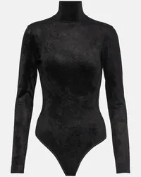 Alaïa Alaïa Body in velluto a collo alto Blu