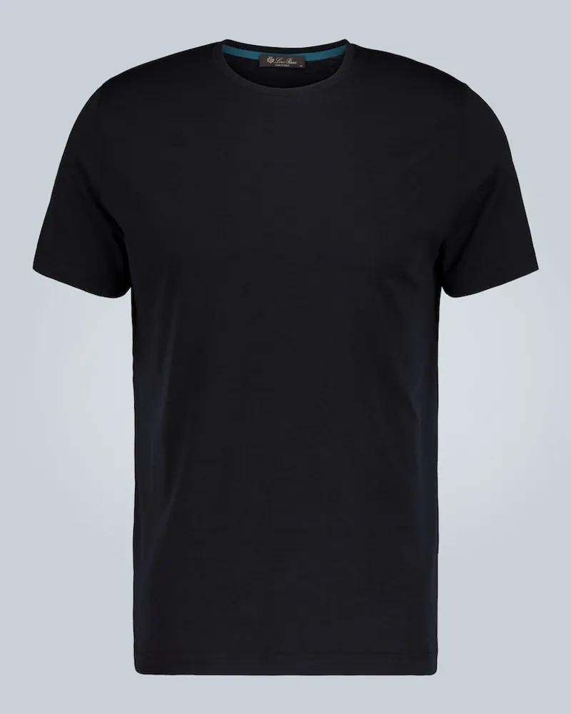 Loro Piana T-shirt in seta e cotone Blu