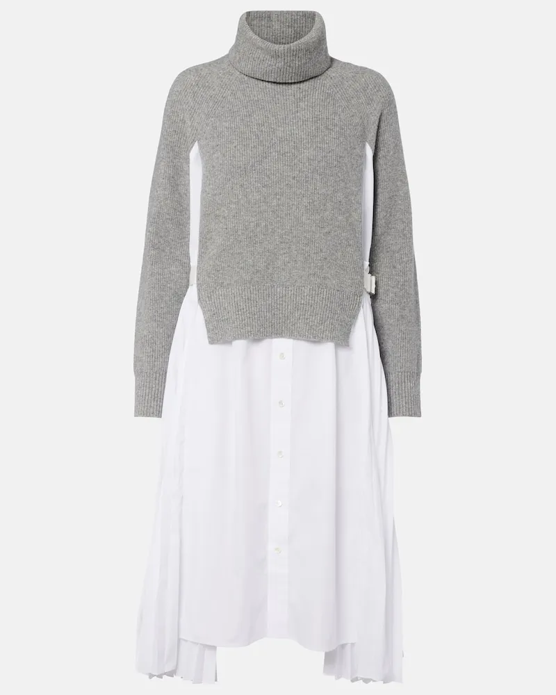 Sacai Abito midi a collo alto Grigio