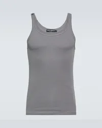 Dolce & Gabbana Tank top in jersey di cotone Grigio