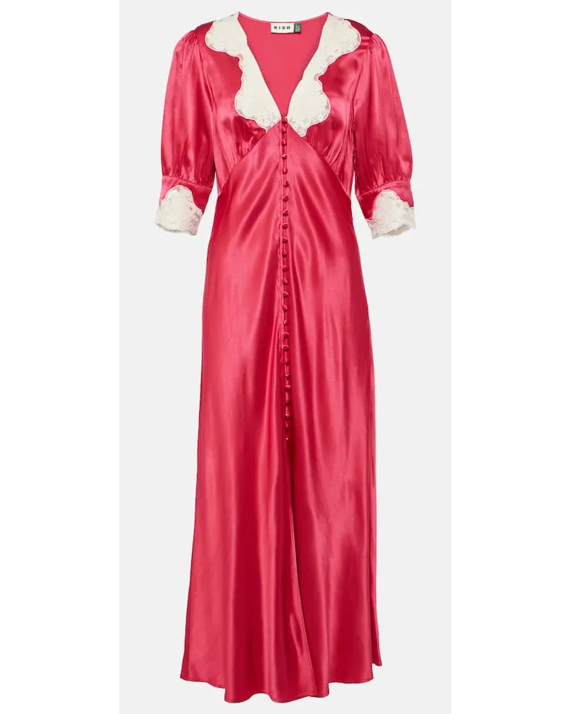 RIXO Abito lungo Simone con pizzo Rosa