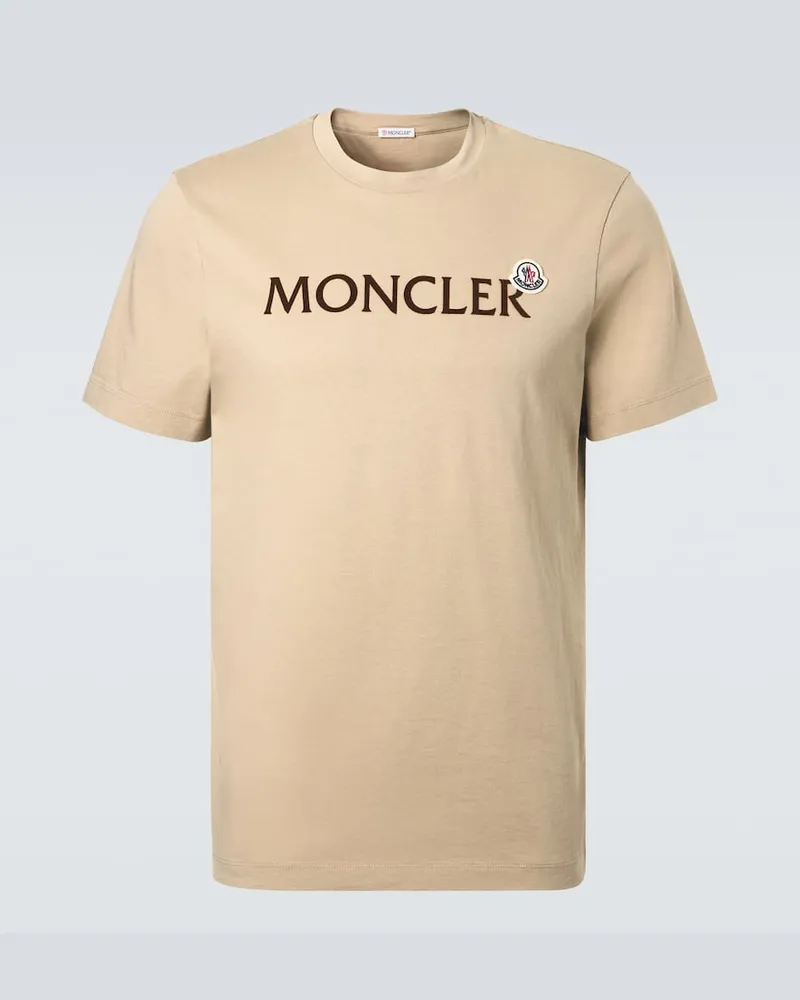 Moncler T-shirt in jersey di cotone Beige