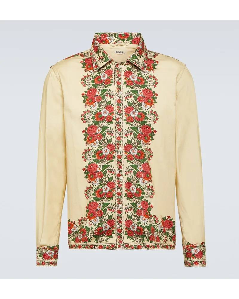 BODE Camicia Winter Bouquet in cotone Beige