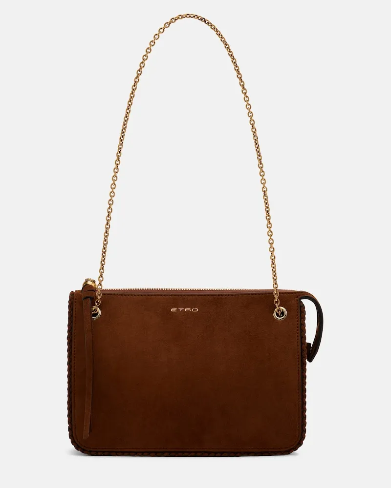 Etro Borsa a tracolla Small in suede Marrone