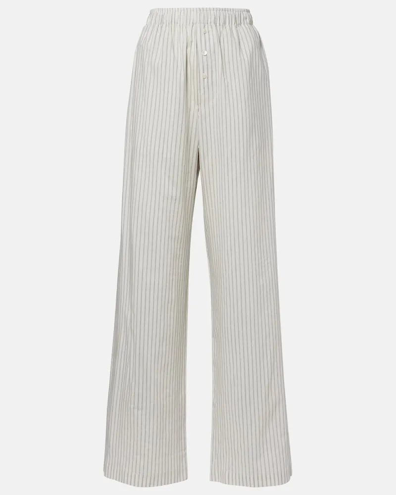 Róhe RÃ³he Pantaloni in seta e cotone a righe Bianco