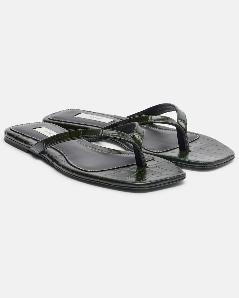 Totême Sandali infradito in pelle stampata Nero