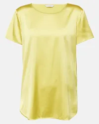 Max Mara T-shirt Cortona in raso di misto seta Giallo