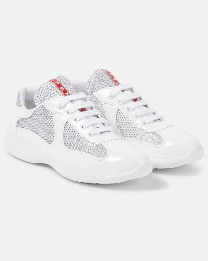 Prada Sneakers Americaâs Cup in pelle e mesh Bianco