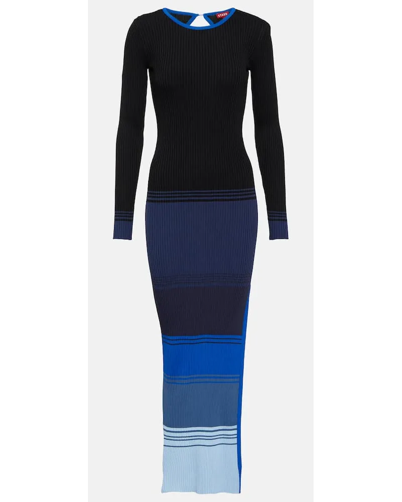 STAUD Abito lungo Edna in maglia a righe Blu